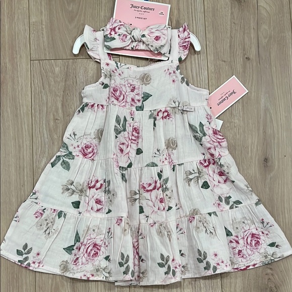 Juicy Couture Pink and Green Tiered Ruffled Sundress